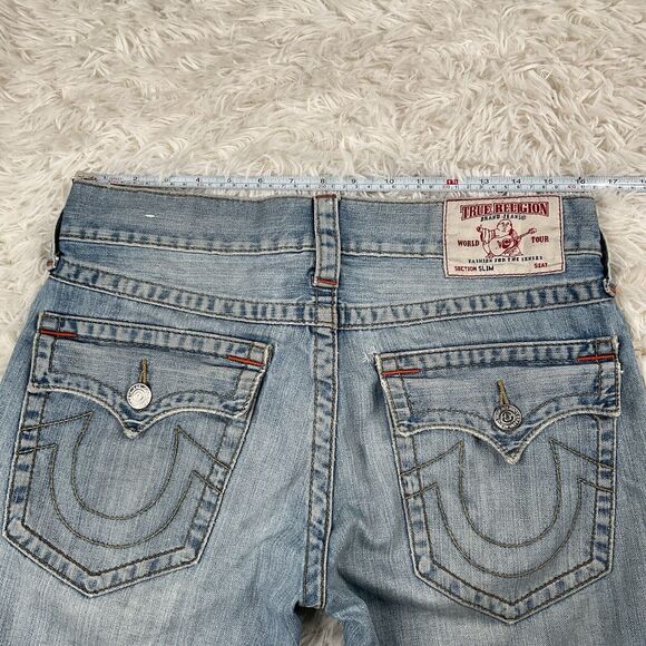 True Religion Blue Jean Shorts Straight Size 32 - Picture 5 of 6